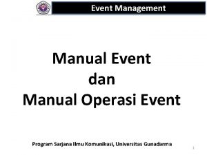 Event Management Manual Event dan Manual Operasi Event