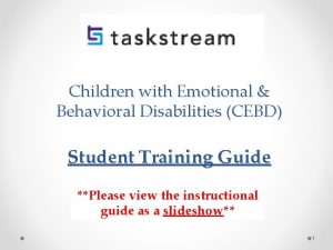 Children with Emotional Behavioral Disabilities CEBD Student Training