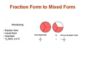 Fraction Form to Mixed Form Introducing fraction form