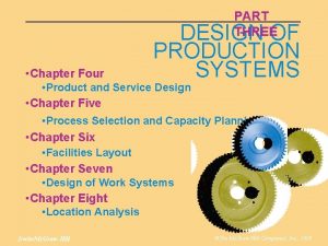 CHAPTER PARTFOUR PRODUCT AND SERVICE DESIGN THREE Chapter