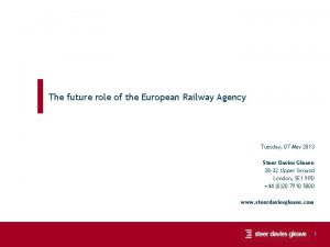 The future role of the European Railway Agency