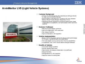 Product Lifecycle Management Arvin Meritor LVS Light Vehicle