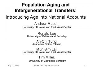 Population Aging and Intergenerational Transfers Introducing Age into