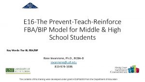 E 16 The PreventTeachReinforce FBABIP Model for Middle