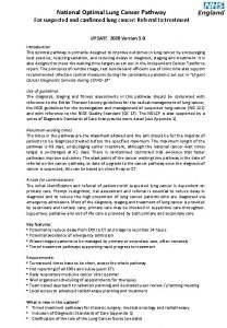 National Optimal Lung Cancer Pathway For suspected and