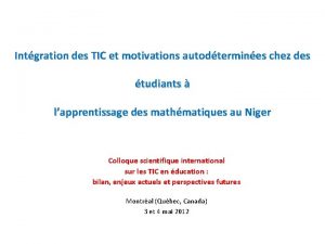 Intgration des TIC et motivations autodtermines chez des