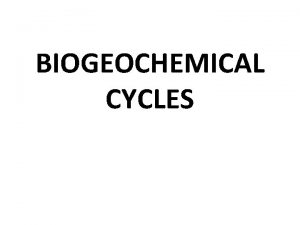 BIOGEOCHEMICAL CYCLES WHAT IS BIOGEOCHEMICAL CYCLING Bio is