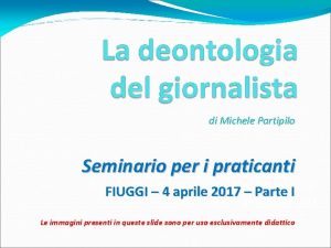 di Michele Partipilo Seminario per i praticanti Seminario