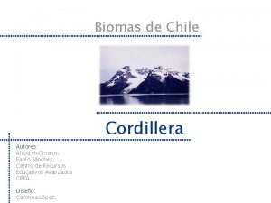 Biomas de Chile Cordillera Autores Alicia Hoffmann Pablo