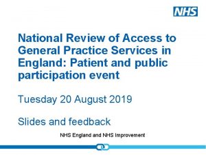 National Review of Access to General Practice Services