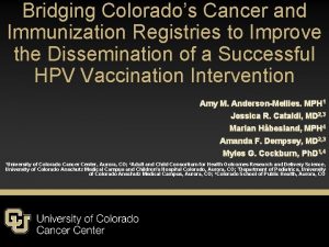 Bridging Colorados Cancer and Immunization Registries to Improve