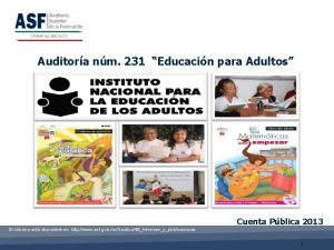 Auditora nm 231 Educacin para Adultos Cuenta Pblica