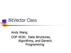 Bit Vector Class Andy Wang COP 4530 Data