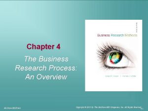 Chapter 4 The Business Research Process An Overview