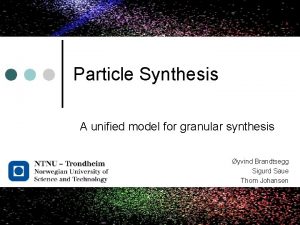 Particle Synthesis A unified model for granular synthesis