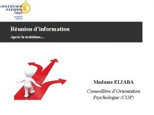 Runion dinformation Aprs la troisime Madame ELIABA Conseillre