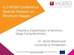 ILO RDW Conference Special Session on Minimum Wages