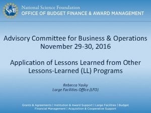 Advisory Committee for Business Operations November 29 30