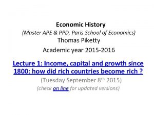 Economic History Master APE PPD Paris School of