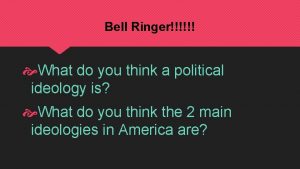 Bell Ringer What do you think a political