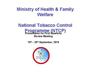 Ministry of Health Family Welfare National Tobacco Control