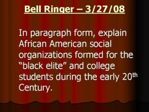 Bell Ringer 32708 In paragraph form explain African