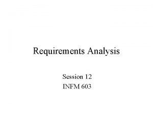 Requirements Analysis Session 12 INFM 603 Different Perspectives