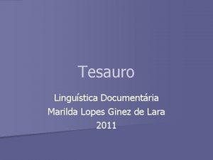 Tesauro Lingustica Documentria Marilda Lopes Ginez de Lara