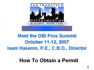 Meet the DBI Pros Summit October 11 12