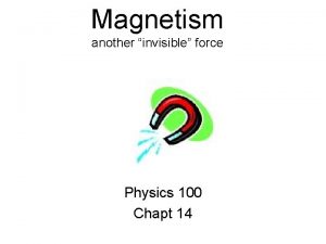 Magnetism another invisible force Physics 100 Chapt 14