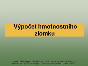 Vpoet hmotnostnho zlomku Dostupn z Metodickho portlu www