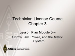 Technician License Course Chapter 3 Lesson Plan Module