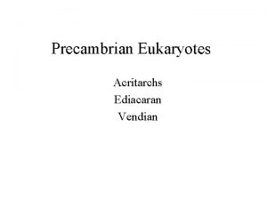 Precambrian Eukaryotes Acritarchs Ediacaran Vendian Acritarchs Cysts of