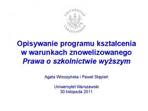 Opisywanie programu ksztacenia w warunkach znowelizowanego Prawa o