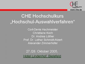 www che de CHE Hochschulkurs HochschulAuswahlverfahren CortDenis Hachmeister