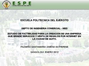 ESCUELA POLITECNICA DEL EJRCITO DEPTO DE INGENIERIA COMERCIAL