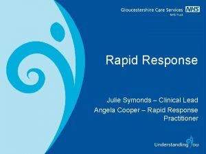 Rapid Response Julie Symonds Clinical Lead Angela Cooper