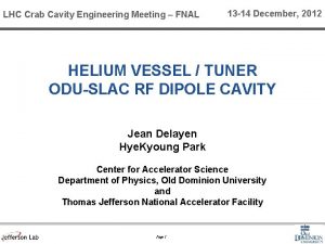 LHC Crab Cavity Engineering Meeting FNAL 13 14