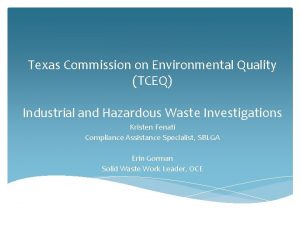 Texas Commission on Environmental Quality TCEQ Industrial and