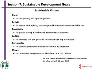 Session 7 Sustainable Development Goals Sustainable Visions Dignity