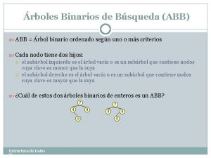 rboles Binarios de Bsqueda ABB ABB rbol binario