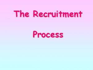 The Recruitment Process The Recruitment Process Identify the