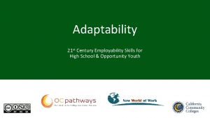 Adaptability 21 st Century Employability Skills for High