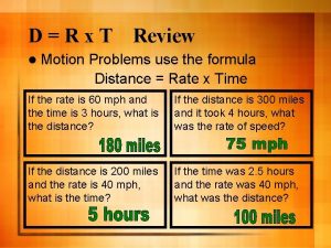 DRx T l Motion Review Problems use the