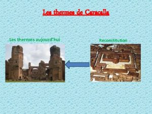 Les thermes de Caracalla Les thermes aujourdhui Reconstitution