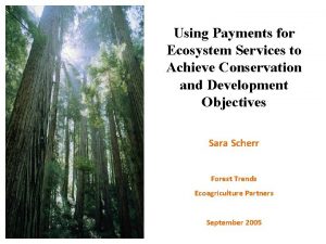 Using Payments for Ecosystem Services to Achieve Conservation