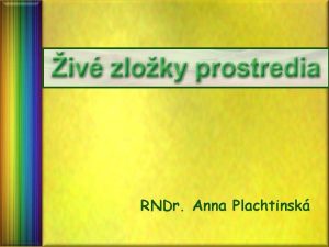 RNDr Anna Plachtinsk iv zloky prostredia Organizmy vinou