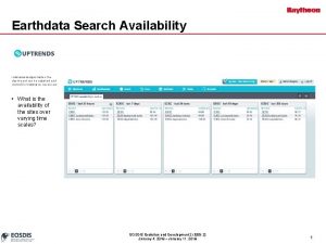 Earthdata Search Availability Individual widgets within the dashboard