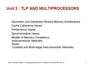 Unit 3 TLP AND MULTIPROCESSORS Symmetric and Distributed