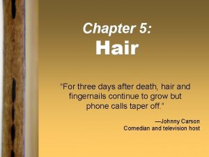 Chapter 5 Hair For three days after death